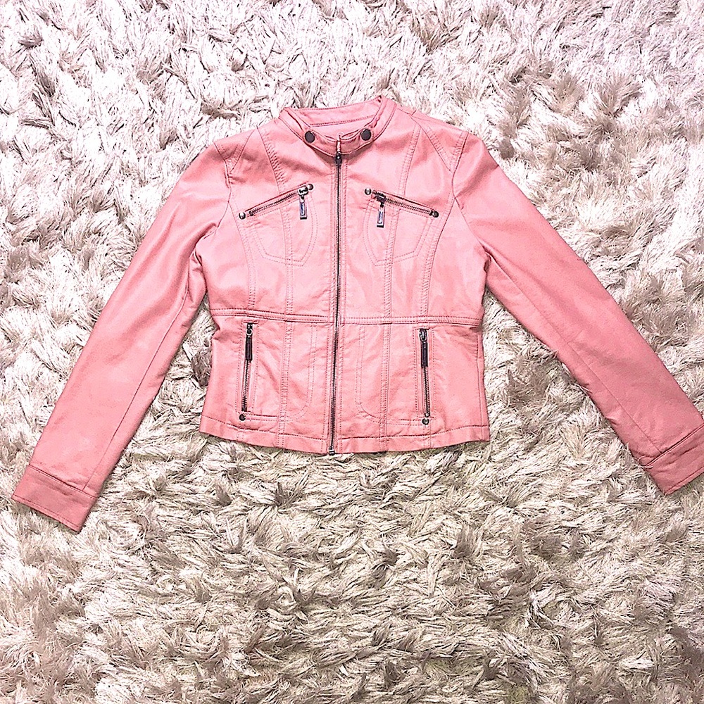 Pink children’s leather jacket